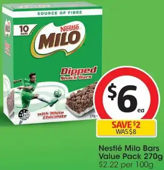 Coles Nestlé Milo Bars Value Pack 270g offer