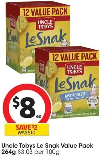 Coles Uncle Tobys Le Snak Value Pack 264g offer