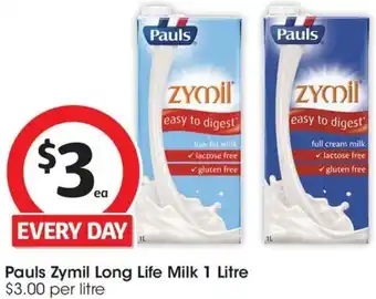 Coles Pauls Zymil Long Life Milk 1 Litre offer