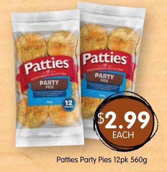 Spudshed Patties Party Pies 12pk 560g offer