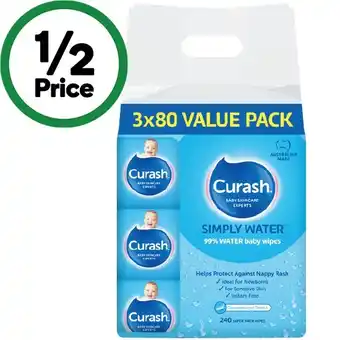 Woolworths Curash Water Wipes 3 x Pk 80 offer