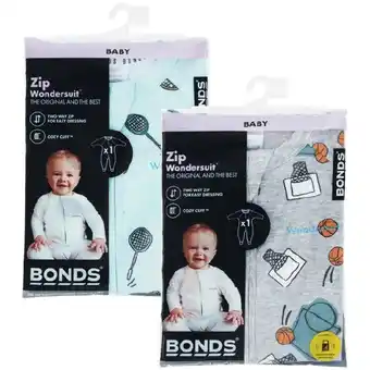 Woolworths Bonds Zippy Wondersuit Assorted Pk 1 offer