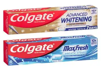 Coles Colgate Advanced Tartar & Whitening or Max Fresh Toothpaste 200g offer