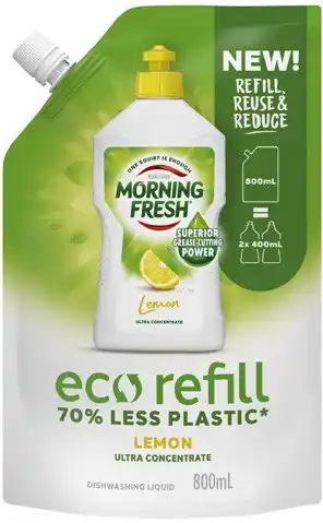 Coles Morning Fresh Lemon Dishwashing Liquid Refill 800mL offer