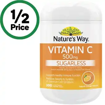 Woolworths Nature’s Way Sugarless Vitamin C 500mg Chewable Tablets Pk 300 offer