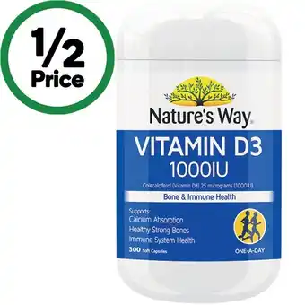 Woolworths Nature's Way Vitamin D3 1000IU Capsules Pk 300 offer