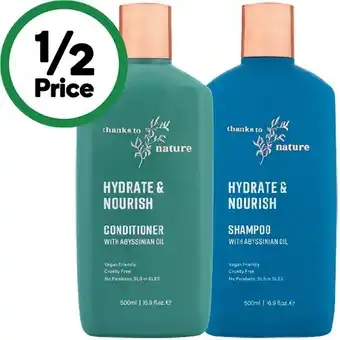 Woolworths Thanks To Nature Shampoo or Conditioner 500ml offer