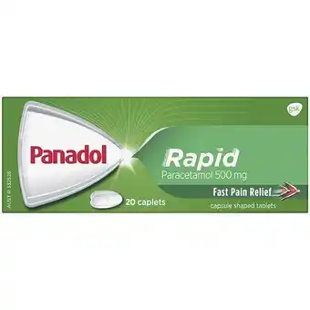 Woolworths Panadol Rapid for Fast Pain Relief with Paracetamol 500mg Pk 20^ offer