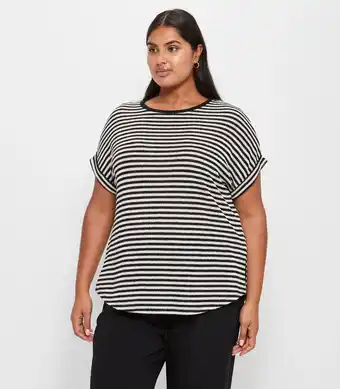 Target Plus Size Knit T-Shirt - Black/Stone Stripe offer