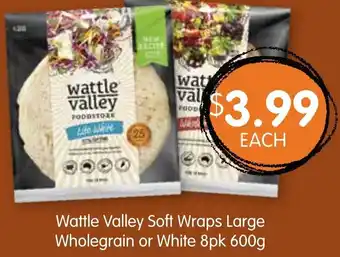 Spudshed Wattle Valley Soft Wraps Large Wholegrain or White 8pk 600g offer