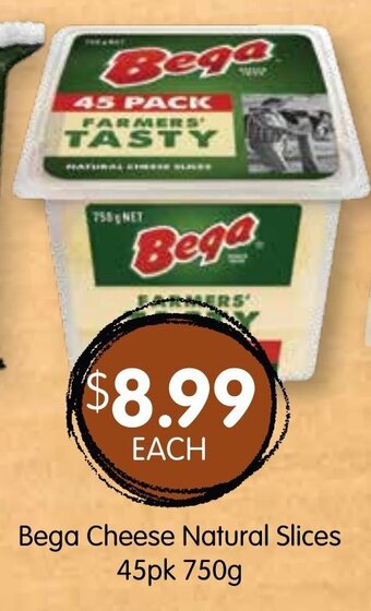 Spudshed Bega Cheese Natural Slices 45pk 750g offer