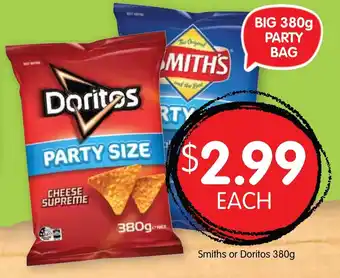 Spudshed Smiths or Doritos 380g offer