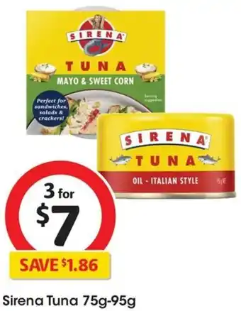 Coles Sirena Tuna 75g-95g offer