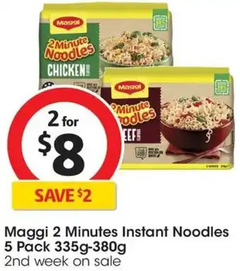 Coles Maggi 2 Minutes Instant Noodles 5 Pack 335g-380g offer