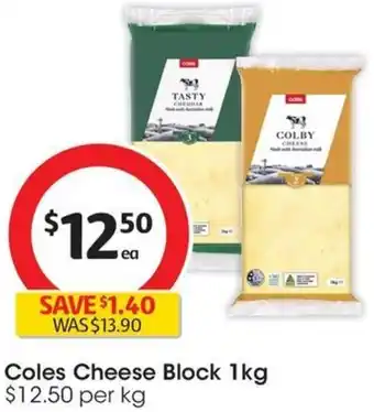 Coles Coles Cheese Block 1kg offer