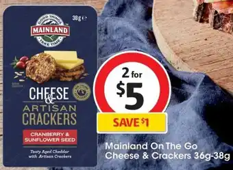 Coles Mainland On The Go Cheese & Crackers 36g-38g offer