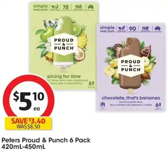 Coles Peters Proud & Punch 6 Pack 420mL-450mL offer