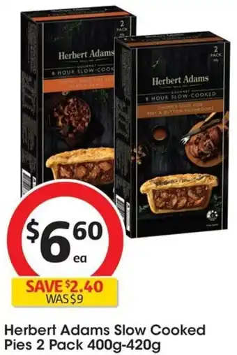 Coles Herbert Adams Slow Cooked Pies 2 Pack 400g-420g offer