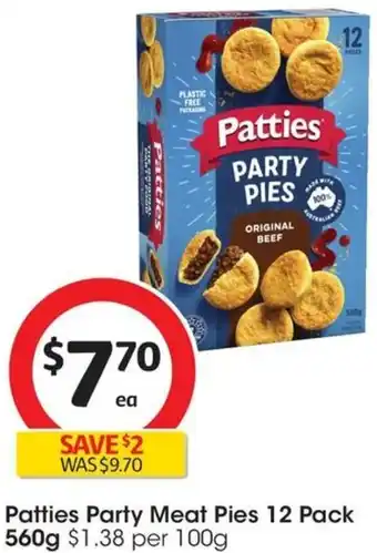 Coles Patties Party Meat Pies 12 Pack 560g offer