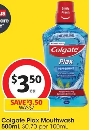 Coles Colgate Plax Mouthwash 500mL offer