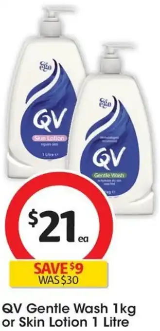 Coles QV Gentle Wash 1kg or Skin Lotion 1 Litre offer