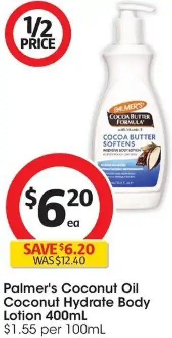 Coles Palmer's Coconut Oil Coconut Hydrate Body Lotion 400mL offer