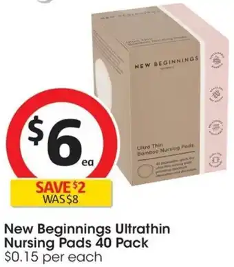 Coles New Beginnings Ultrathin Nursing Pads 40 Pack offer