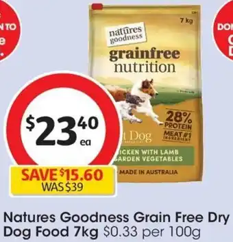 Coles Natures Goodness Grain Free Dry Dog Food 7kg offer