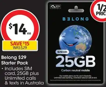 Coles Belong $29 Starter Pack offer