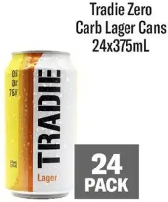 Coles Tradie Zero Carb Lager Cans 24x375mL offer