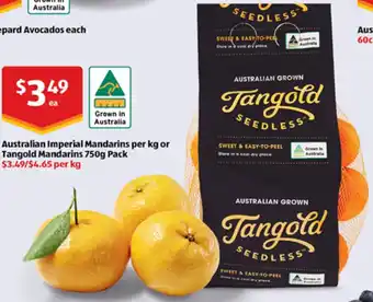 ALDI Australian Imperial Mandarins per kg or Tangold Mandarins 750g offer