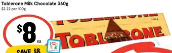 IGA Toblerone Milk Chocolate 360g offer