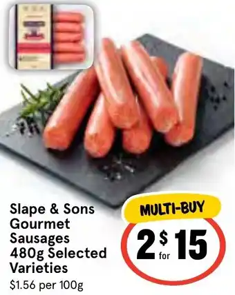 IGA Slape & Sons Gourmet Sausages 480g offer