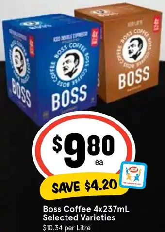 IGA Boss Coffee 4x237mL offer