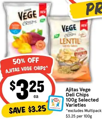 IGA Ajitas Vege Deli Chips 100g offer