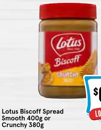 IGA Lotus Biscoff Spread Smooth 400g or Crunchy 380g offer