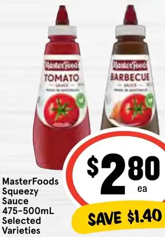 IGA MasterFoods Squeezy Sauce 475-500mL offer