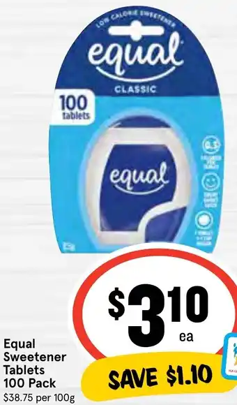 IGA Equal Sweetener Tablets 100 Pack offer