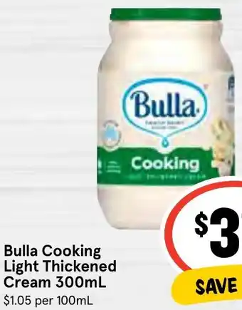 IGA Bulla Cooking Light Thickened Cream 300mL offer