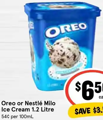 IGA Oreo or Nestlé Milo Ice Cream 1.2 Litre offer