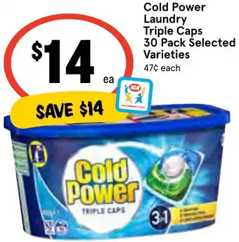 IGA Cold Power Laundry Triple Caps 30 Pack offer