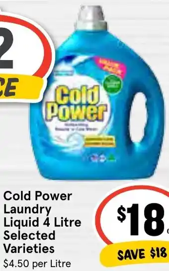 IGA Cold Power Laundry Liquid 4 Litre offer