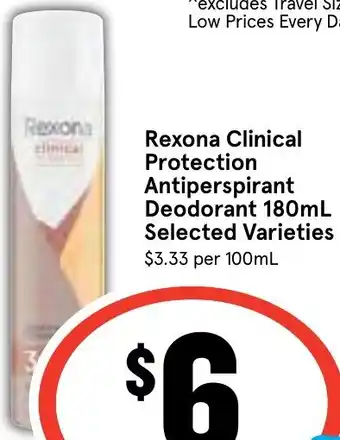 IGA Rexona Clinical Protection Antiperspirant Deodorant 180mL offer