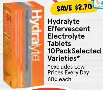 IGA Hydralyte Effervescent Electrolyte Tablets 10 Pack offer