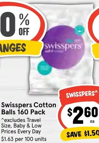 IGA Swisspers Cotton Balls 160 Pack offer