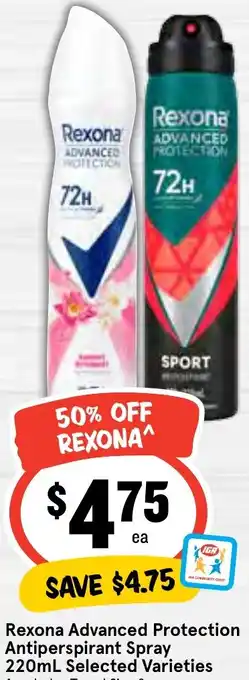 IGA Rexona Advanced Protection Antiperspirant Spray 220mL offer