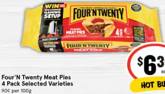 IGA Four'N Twenty Meat Pies 4 Pack offer