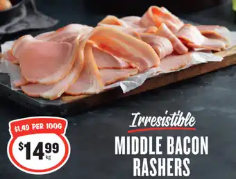 IGA MIDDLE BACON RASHERS offer