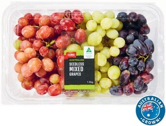 Coles Coles Australian Seedless Mixed Grapes 1.5kg Pack offer