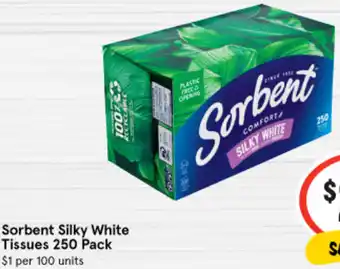 IGA Sorbent Silky White Tissues 250 Pack offer